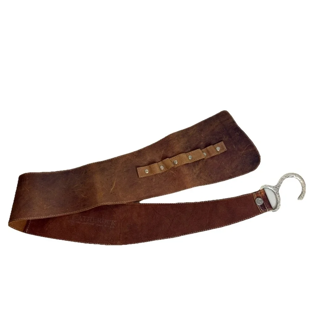 Leatherock Vintage Brown Suede Wide Waist Hip Belt Silver Hook Buckle USA 36